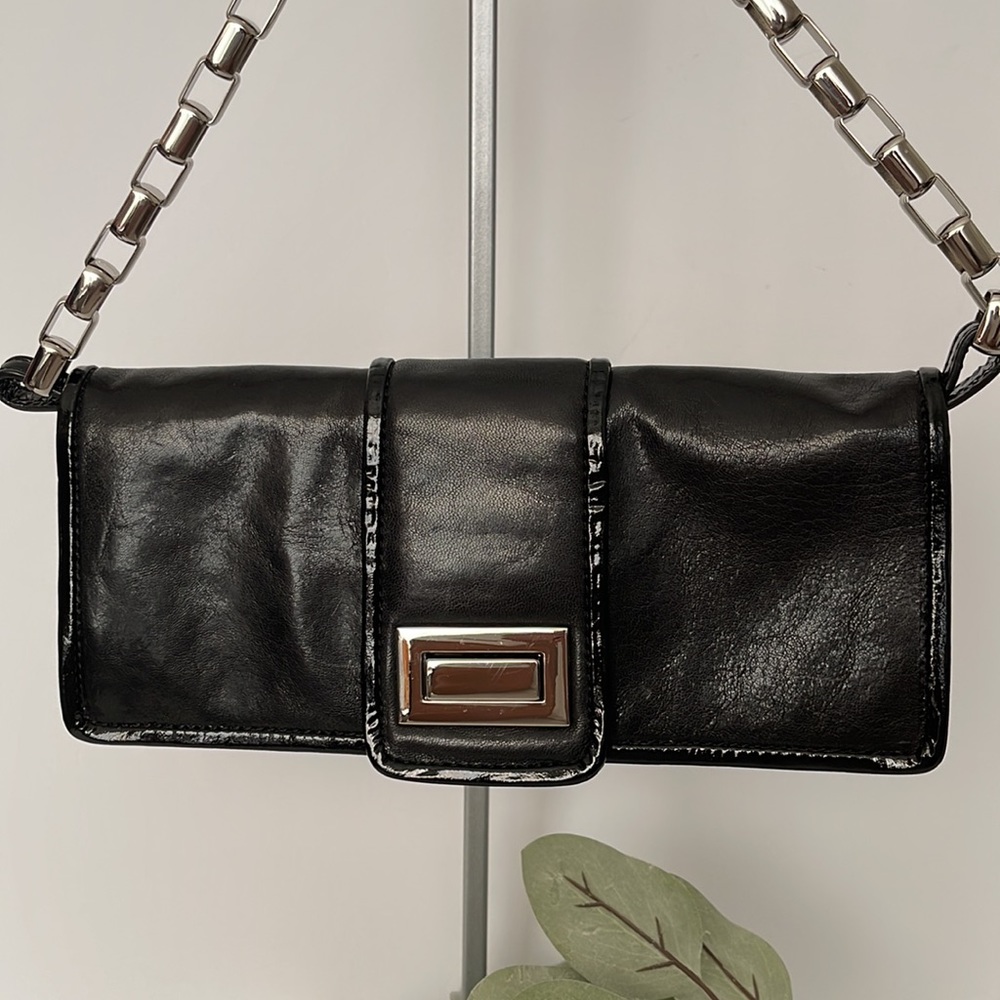 🛍️ Kooba Black Leather Clutch with Chain Strap🛍️